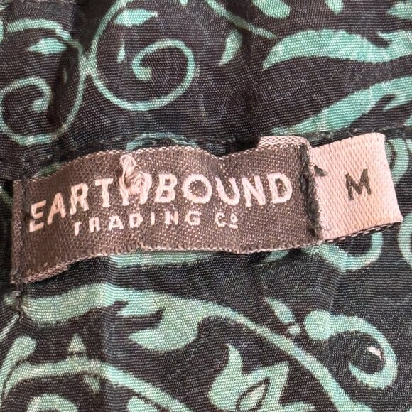 Earthbound Trading Women's Med Halter Maxi Green Paisley Dress Boho Flowy Slit - Picture 8 of 13